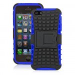 Wholesale iPhone 5 5S TPU+PC Dual  Hybrid Case with Stand (Black-Blue)